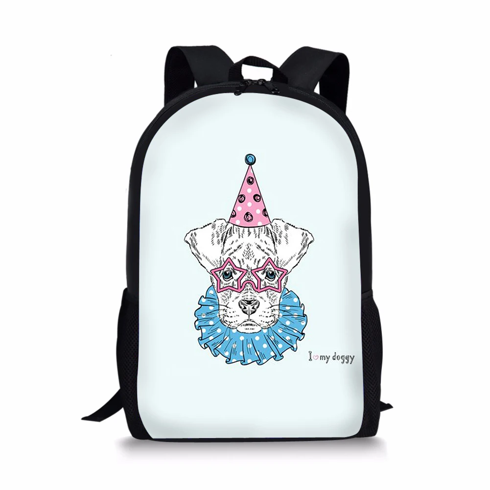 Cute Boxer Dog Print Bookbag, Designer Kids Backpack, Saco de Escola Infantil para Meninas e Meninos Adolescentes, Sacos de Livro Estudante, Mochila