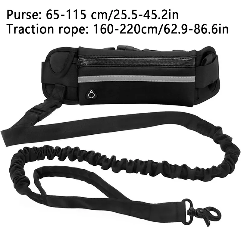 1PC Hands Free Dog Leash Reflective Elastic Retractable with Waist Bag Adjustable Traction Rope for Dog Running Walking Training