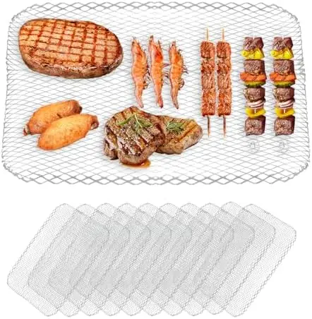 

Zalaxt 10-Pack BBQ Grill Mesh Mats – Disposable Baking Pads for Outdoor Grilling & Barbecue