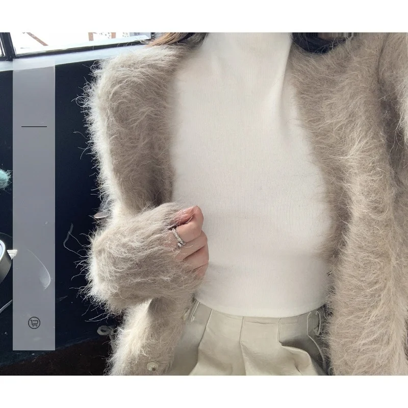 

Women's Loose V-Ne Alpaca Wool Sweater Coat Soft Knitted Cardigan Long Sve Winter Faion Commute Sle Regular Thin