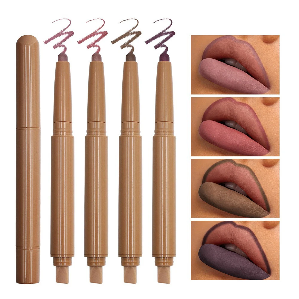 Custom Logo Peptide Dual-Ended Lip Liner Private Label Long Last Waterproof Smooth Nude Matte 11 Colors Makeup Cruelty Free