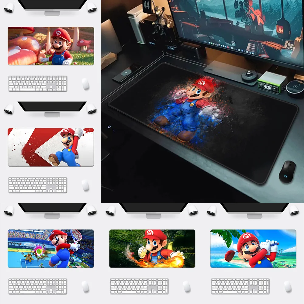 

Игровой коврик для мыши Bros Super M-Marioes, HD печать, компьютерные геймеры, блокировка края, нескользящий коврик для мыши xxl90x40 см, клавиатура, Настольный коврик для ПК