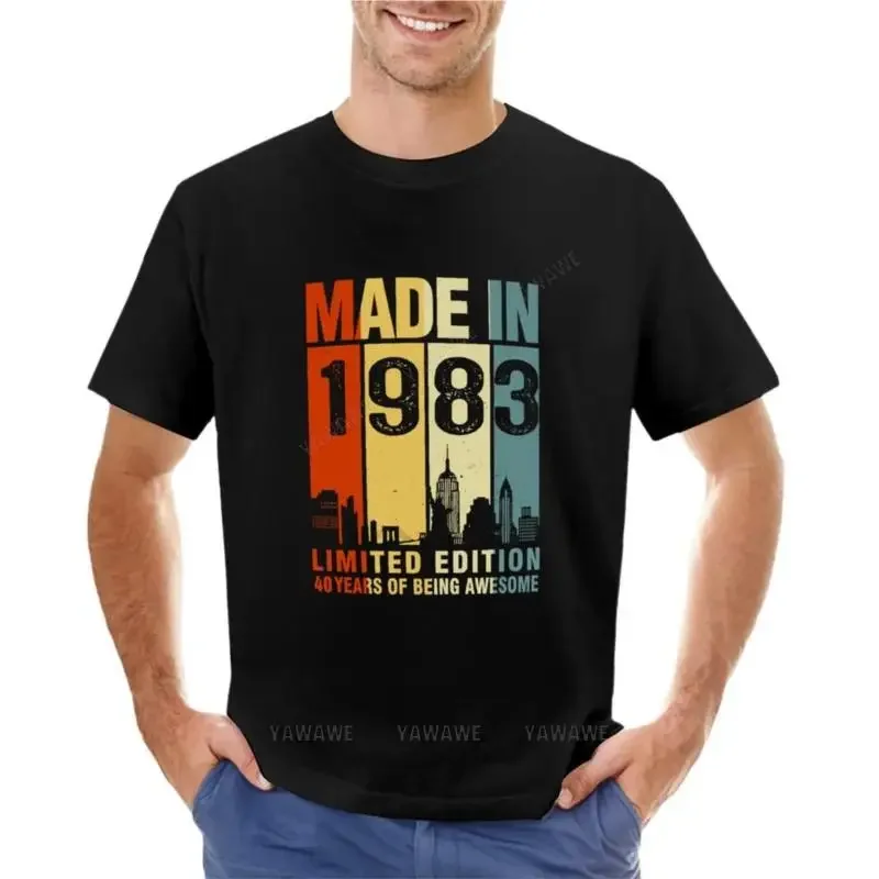 Camiseta de edición limitada hecha en 1983 para hombres ropa de anime camisetas de peso pesado camiseta gráfica 40 cumpleaños