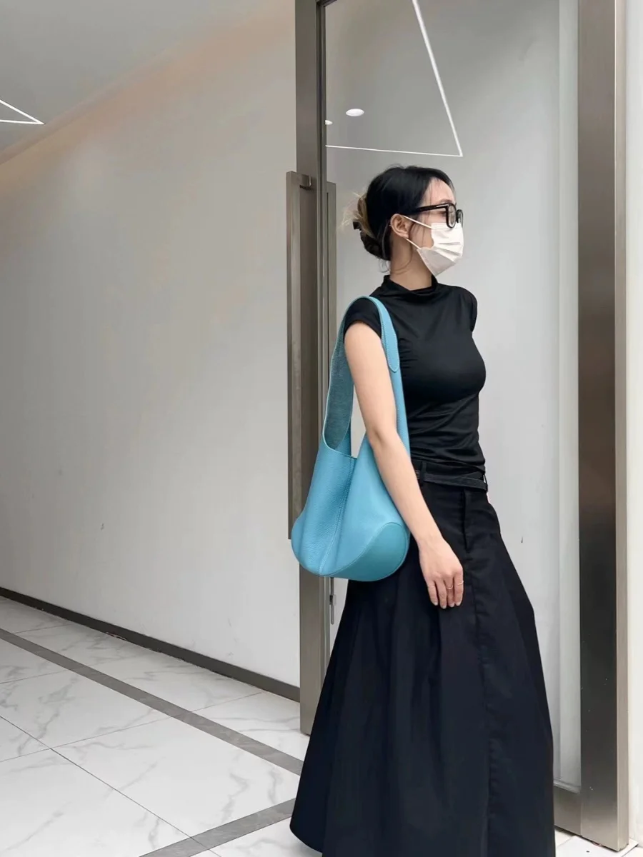 

Большая женская сумка из мягкой воловьей кожи с верхним слоем из кожи, повседневная модная трендовая сумка-ведро на плечо, с магнитной застежкой, сумка-тоут