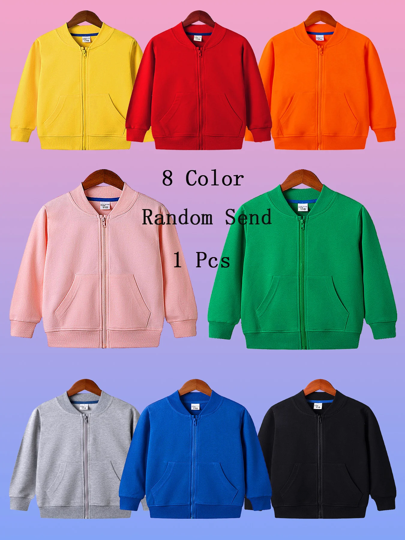 Unisex Kids Zip-Up Jacket Long-Sleeve Sweatshirt Cardigan with Slant-Pocket Daily-Wear Baseball Clothes for Boys And Girls