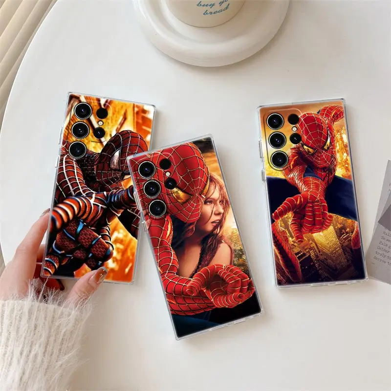 

Marvel Spiderman Phone Case S25Ultra For Samsung Galaxy S24FE S25 S23 S21 Ultra S20 S24 FE S22 Plus A35 A55 5G Funda Clear Cover
