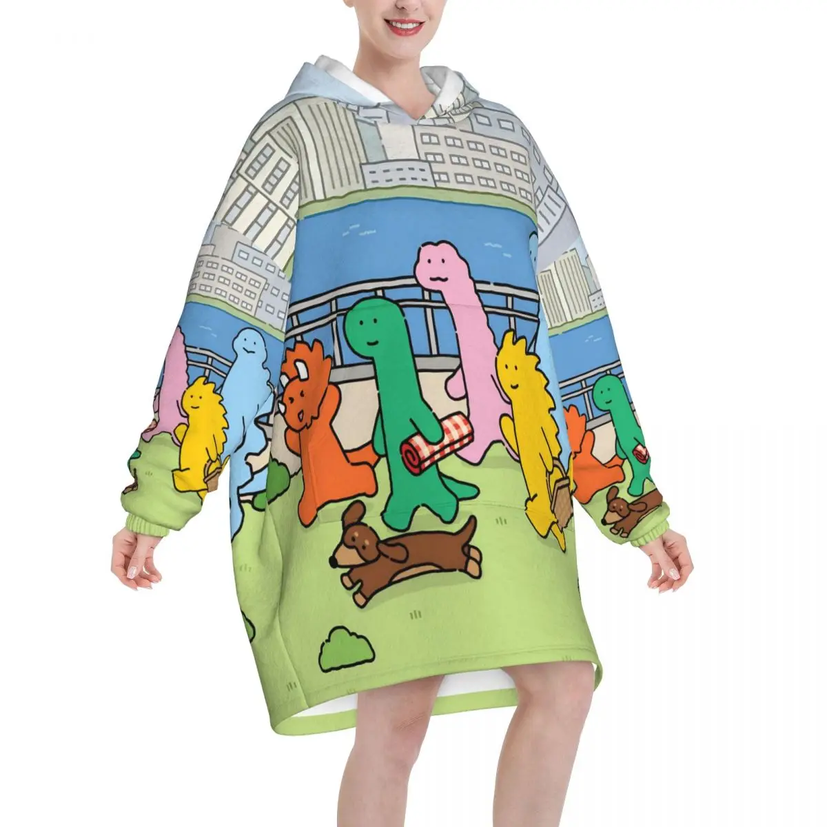 Jogumans Blanket Hoodie Wearable Blanket Large with Pocket Warm Sleeping Bag Soft Cozy Onesie