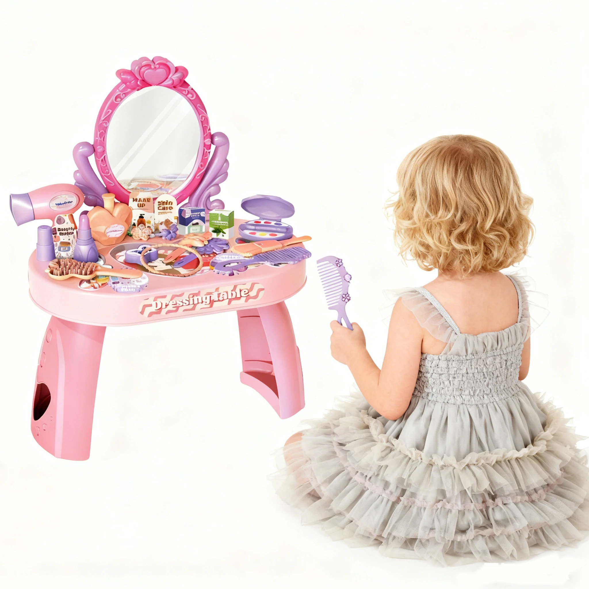 

Детский игровой домик, игрушка для девочек, имитация туалетного столика, стол и наклейки «сделай сам», игрушка для макияжа для девочек, подарок для ребенка