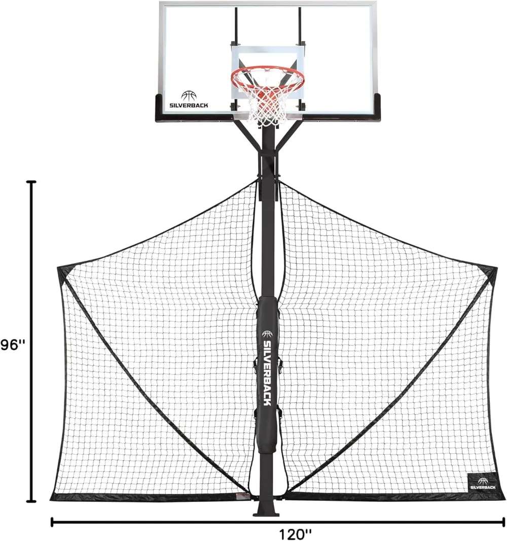 

Basketball Yard Guard Defensive Net System Rebounder with Foldable Net and Arms into Pole, White/Black, Large