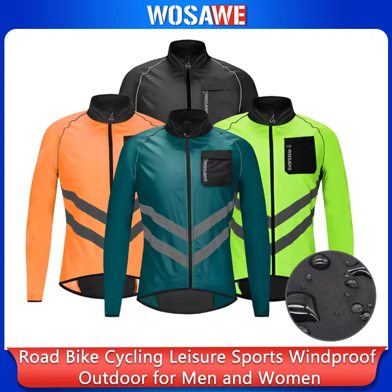 WOSAWE Road Bike Cycling Casual Sports Windbreaker Outdoor Bicycle Windproof Jacket for Men and Women