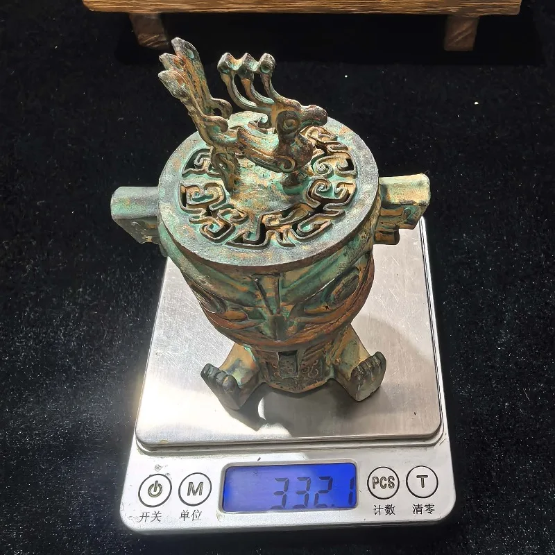 Retro Patina Sanxingdui Mask Incense Burner With Bird‑Shaped Lid Ancient Shu Culture Censer Tabletop Collectible Craft Gift