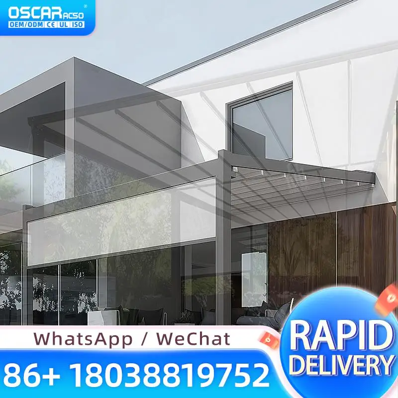 

Outdoor Patio Electric Motorized Waterproof Retractable PVC Cover for Gazebo and Pergola Ideal for Backyard Garden and Poolside