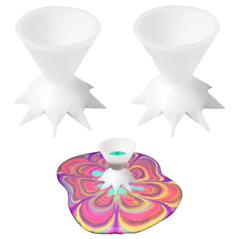 2PCS Pouring Flower Pattern Paint Split Cup Plastic DIY Painting Supplies Reusable Easy To Use Pour Cup Funnel Tools