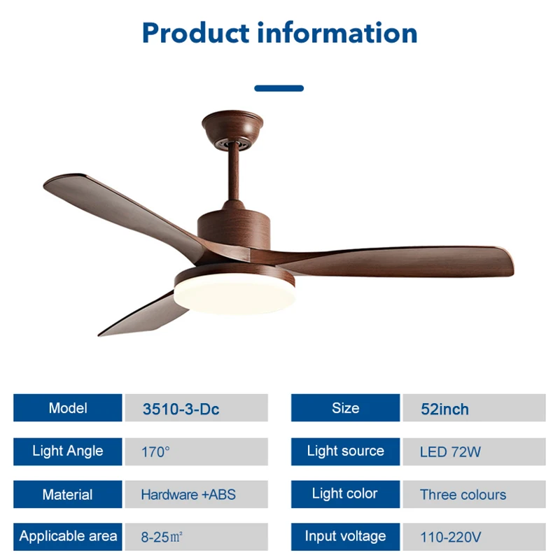 Imagem -06 - Controle Remoto Ventilador de Teto Luzes Moderno e Simplicidade Vento Forte Ventiladores Elétricos Indoor Sala de Estar dc 220v 52in