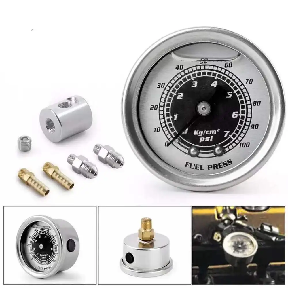 Liquid Pressure Testing Gauge Kit 0 160PSI Universal 1 8 NPT Thread Aluminum Fuel Meter Mechanical Automotive Tooling