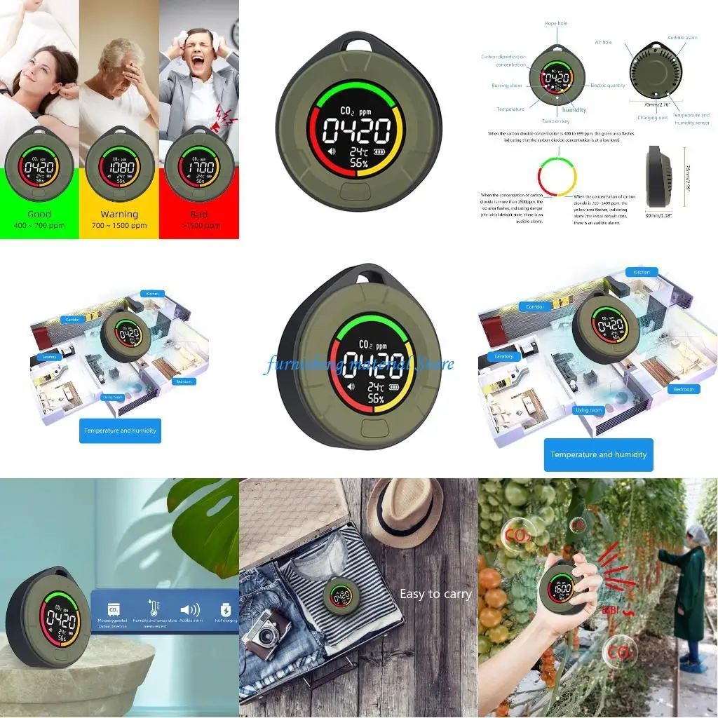 

Y5GD Carbon Dioxide Meter with Temperature Humidity Meter CO2 Alarm Digital Display