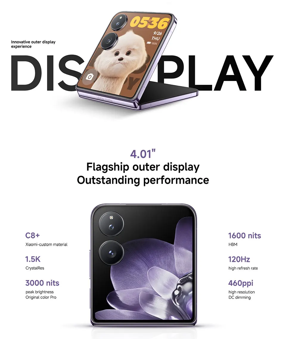 Xiaomi MIX Flip Smartphone Global Version New Snapdragon 8 Gen 3 CPU 512GB ROM 50MP Leica Camera Foldable Display NFC
