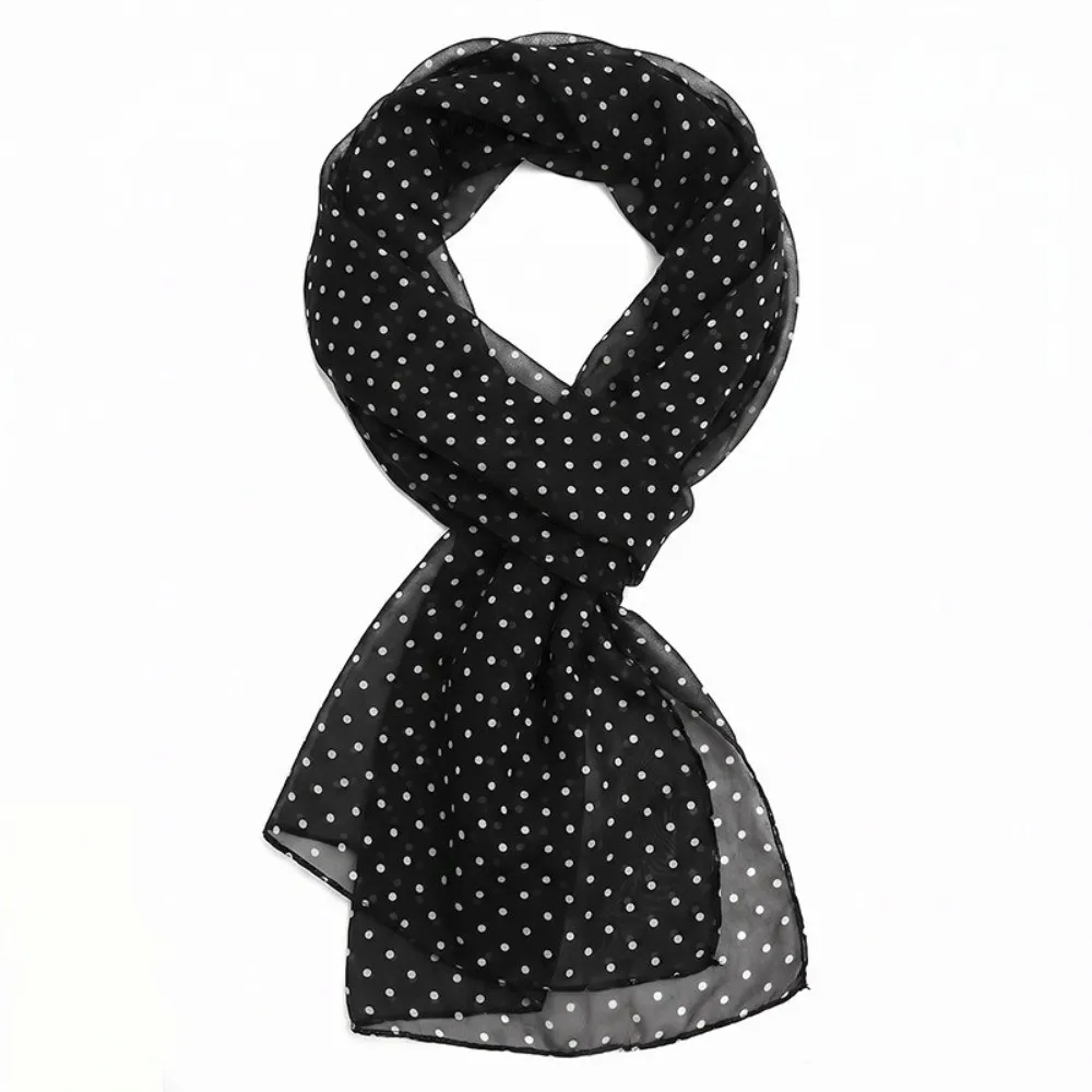 Elegant Polka Dots Beach Scarf Ultra-thin Soft Shawl Wrap Breathable Chiffon Sun Protection Scarf Summer Outing