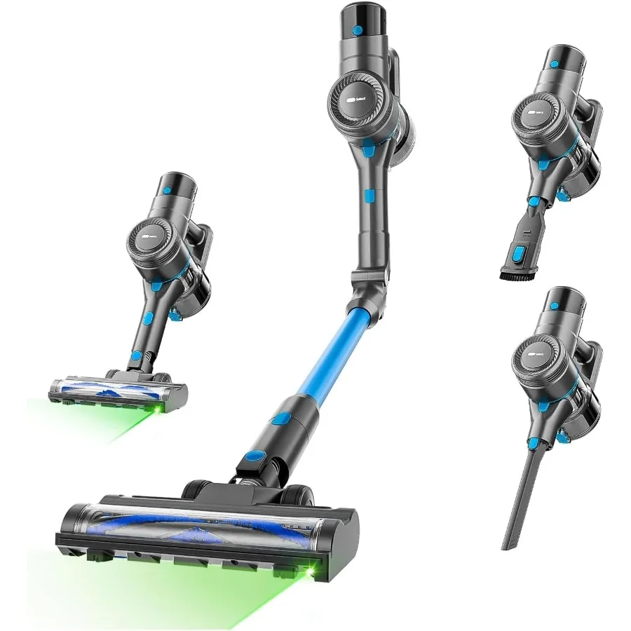 

Cordless Vacuum Cleaner 23Kpa 300W Stick Vacuum with Foldable Tube 45 Mins Runtime LED Headlight HEPA Filter Wall-Mounted Stora