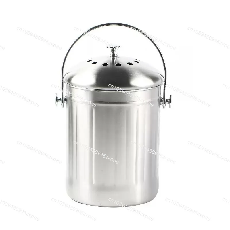 Compost Bin Vegetable Residue Peel Household Durable Stainless Steel Kitchen Black Charcoal Filter  Kitchen Waste Can