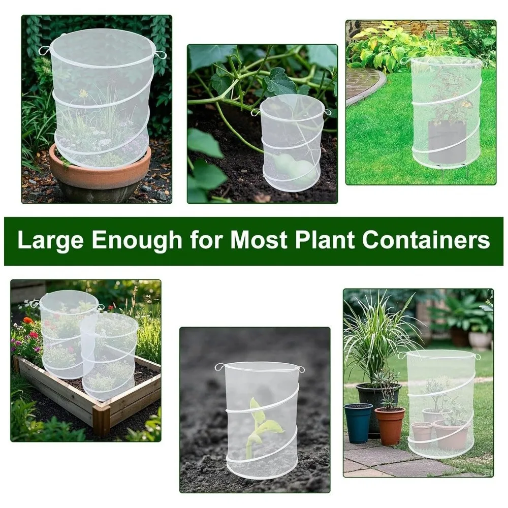 Pop-Up Mesh Plant Guard Reusable Breathable Insect Barrier Netting Folding with Ground Pegs Plant Protector Garden