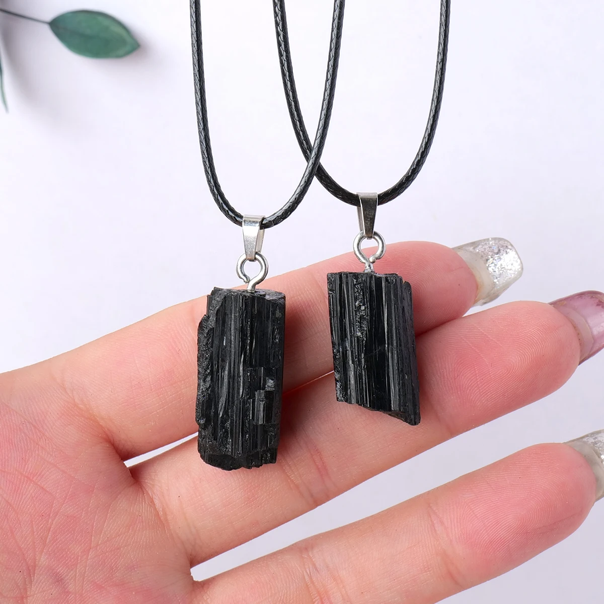 Natural Black Tourmaline Pendant Necklace - Healing Crystal Jewelry, DIY Gift for Women Men, Holiday Birthday Present