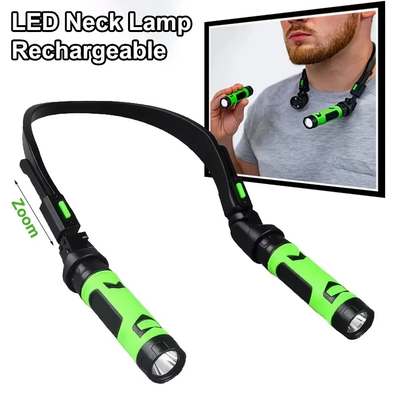 2026 USB Rechargeable Dual LED Neck Light Portable Flashlight For Camping Running Cycling Reading Repair