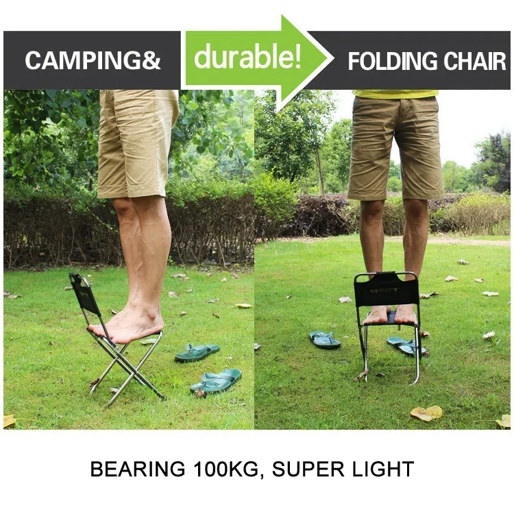 Portable  Aluminum Alloy Outdoor Lightweight Mini Folding Stool Fishing Chair with Backrest Bearing 100kg