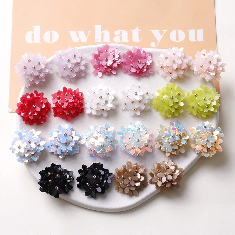 2pcs Laser Illusion Flower Glitter Flower Cluster DIY Handmade Weaving Beaded Hair Clips Hair Accessories