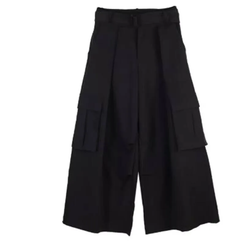 

Autumn Loose Wide Spring And Pants Men's Style Leg Pants Flared Pants Cargo Pants Big Pocket Culottes Hip Yamamoto Style