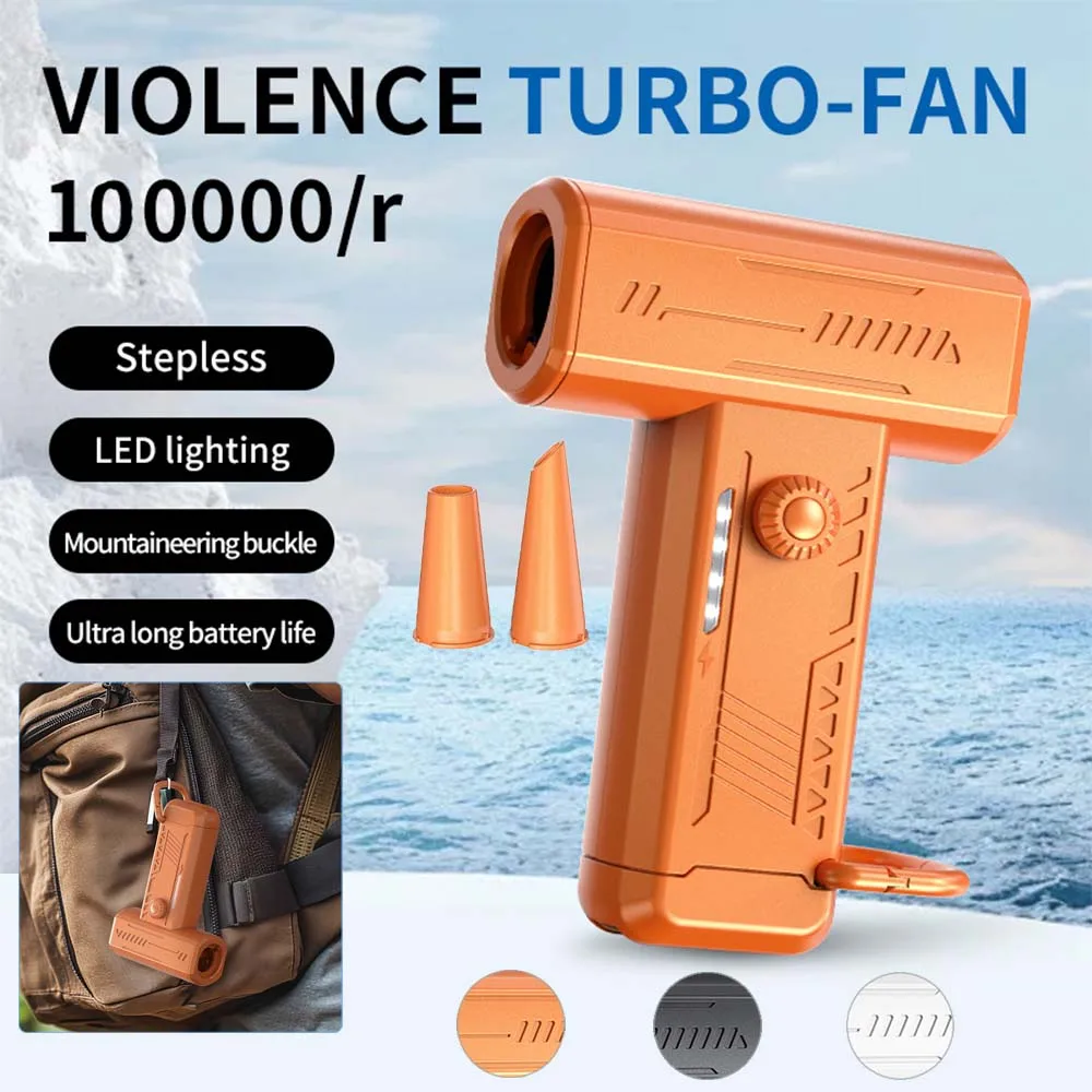 100,000RPM Stepless Mini Turbo Fan Brushless Motor High Wind Power Violence Turbo Fan LED Lighting Electric Air Duster Dropship