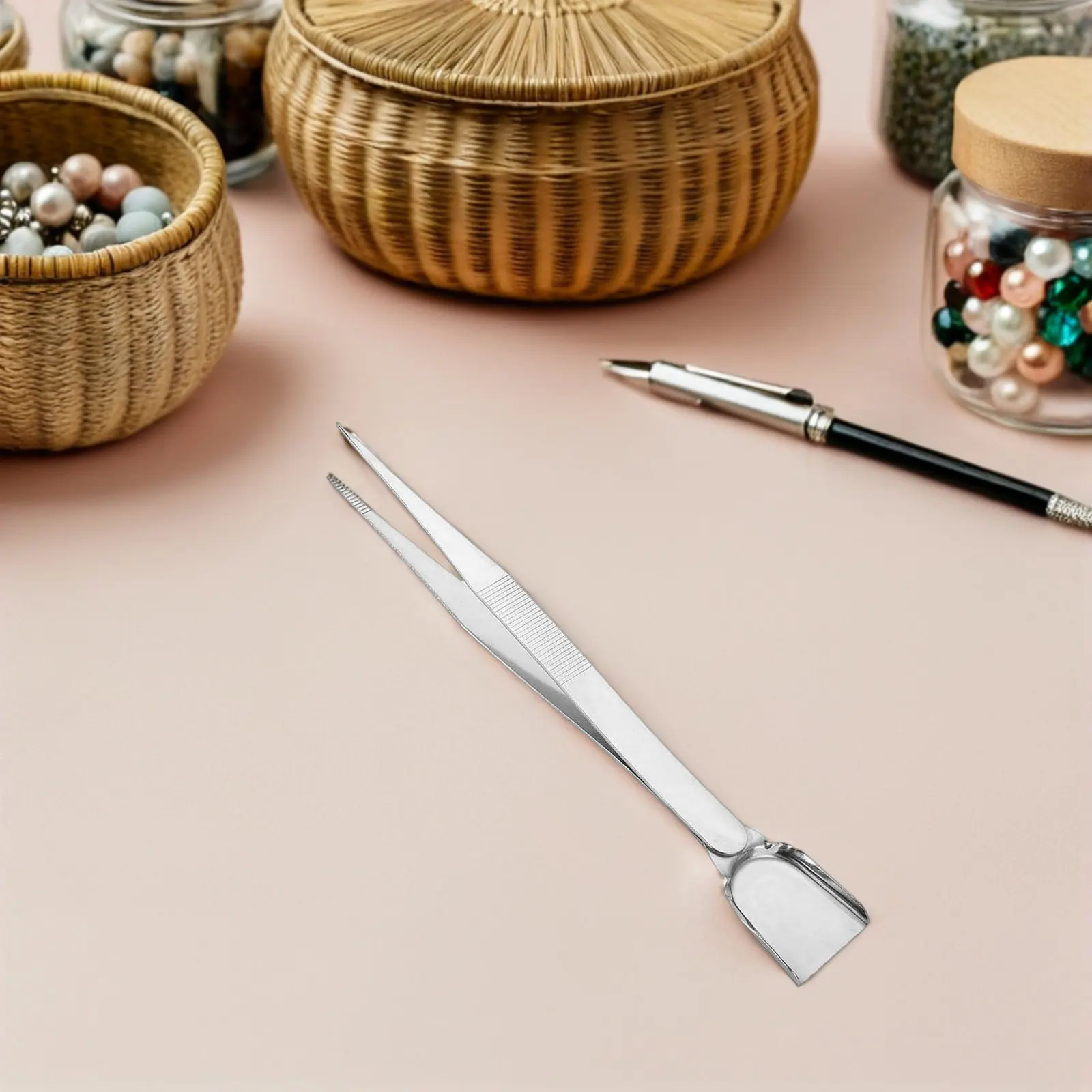 

8Pcs Jewelry Tweezers Set Stainless Steel Precise Beading Tweezers Scoop Shovel Tool Anti Slip Grip for Rhinestone Sorting Watch