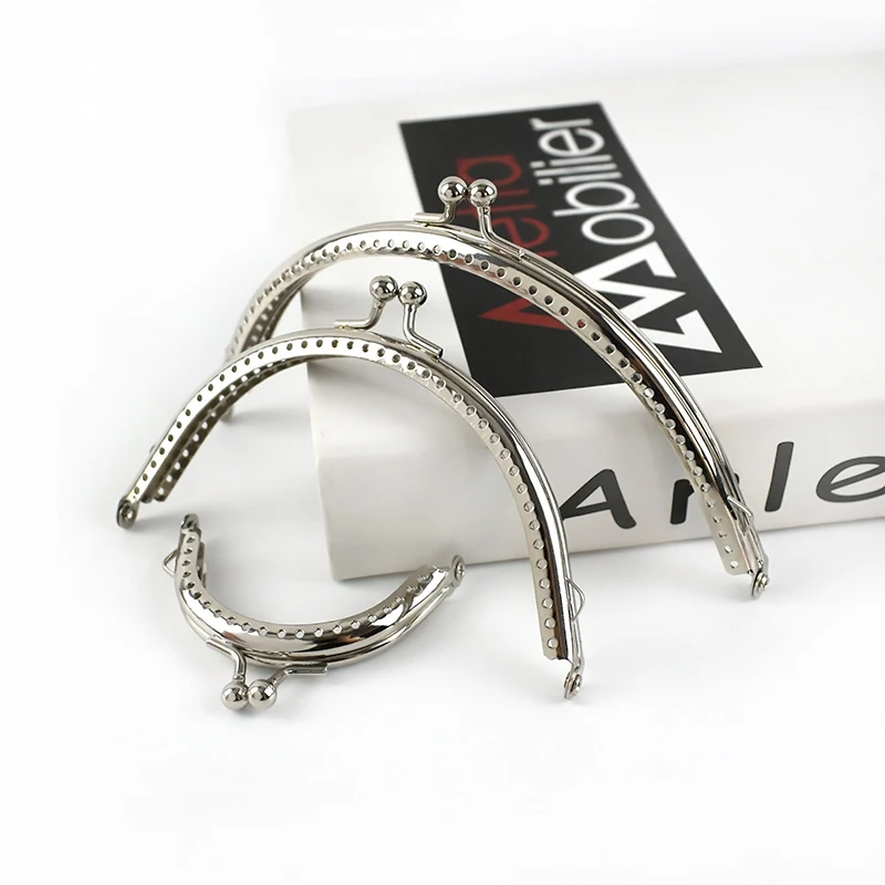 10Pcs 6.5-15.5cm Silver Handbag Handle Metal Frame Kiss Clasp Purse Replace Handles Wallet Brackets DIY Bags Part Accessories