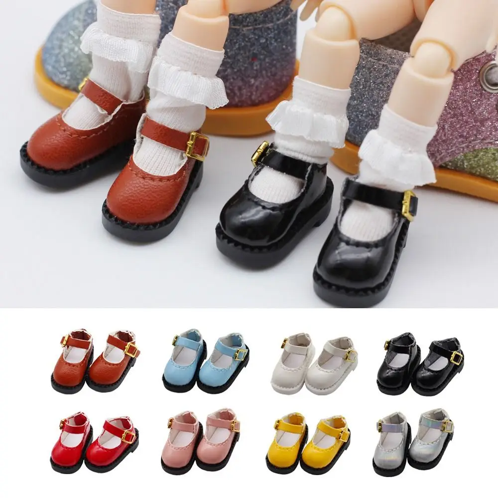 

1Pair PU Leather ob11 Doll Sandals Mini Round Toe 12 BJD Doll PU Shoes 2.7*1.3cm Cute OB11 Princess Shoes Body Dolls