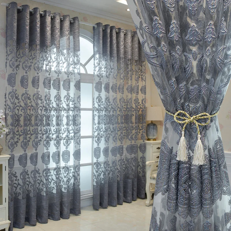 European-style Hollow Window Screen Curtains - Luxurious and Elegant Finished Product
