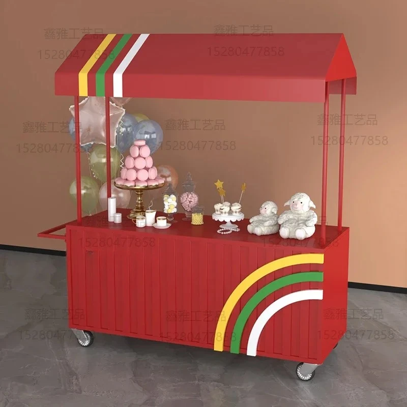 European wrought iron float car street stall car market mobile truck trolley shopping mall outdoor stall Internet celebrity