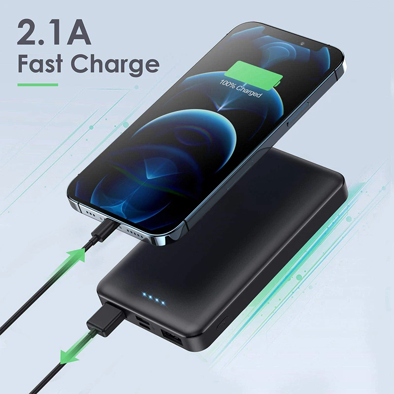 2Pcs Portable Charger Power Bank 20000mAh Ultra Slim Portable Phone Charger with USB C Input & 2 Output Backup Charging