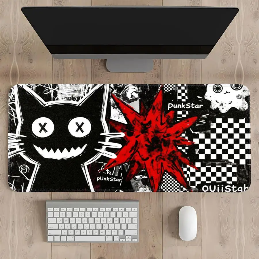 Black Cat Red Spiral Mouse Pad Computer Laptop Pad office Pad Desk accessories Game Console Pad Keyboard Mouse Pad Anti slip