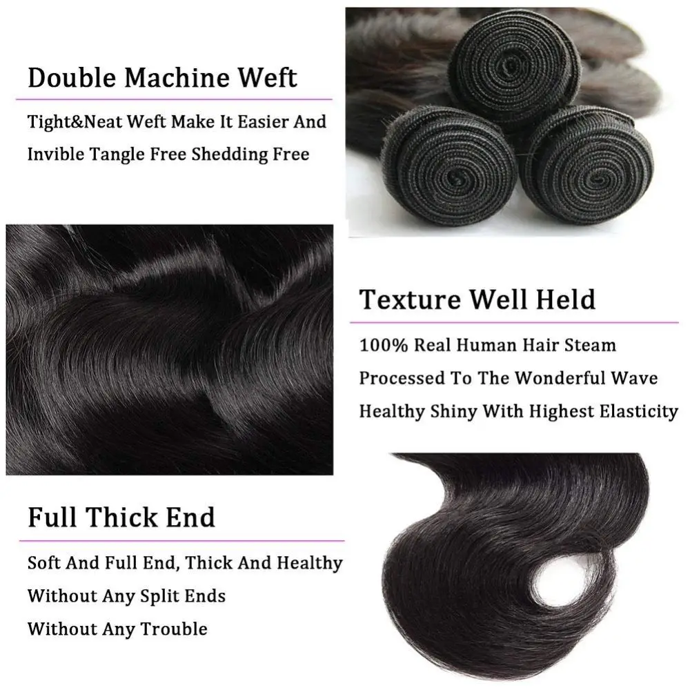 30 40 Inch Body Wave Remy Human Hair Bundles Natural Color Brazilian Hair Weave Bundles Virgin Hair Weave Extensions