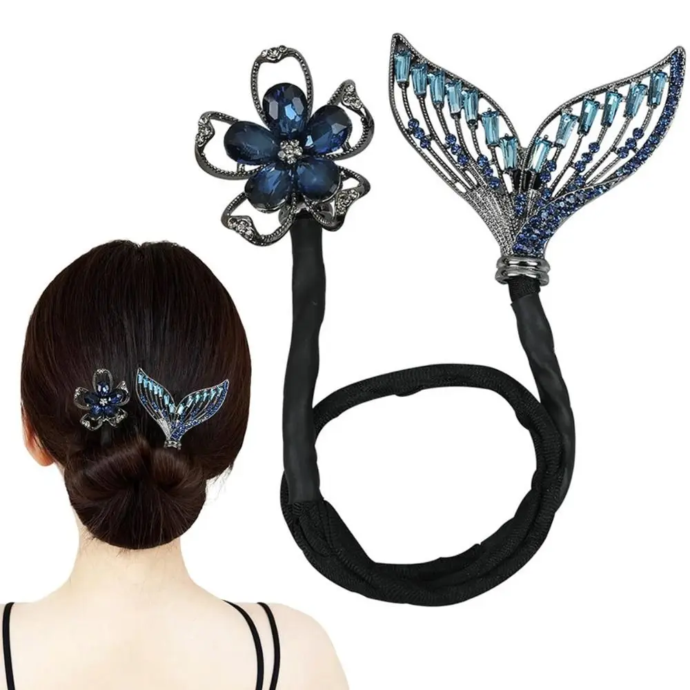 Hair Accessories Rhinestone Flower Hair Clip Gift Whale Tail Hair Styling Tool Hair Bun Maker Hair Twist Maker Girl