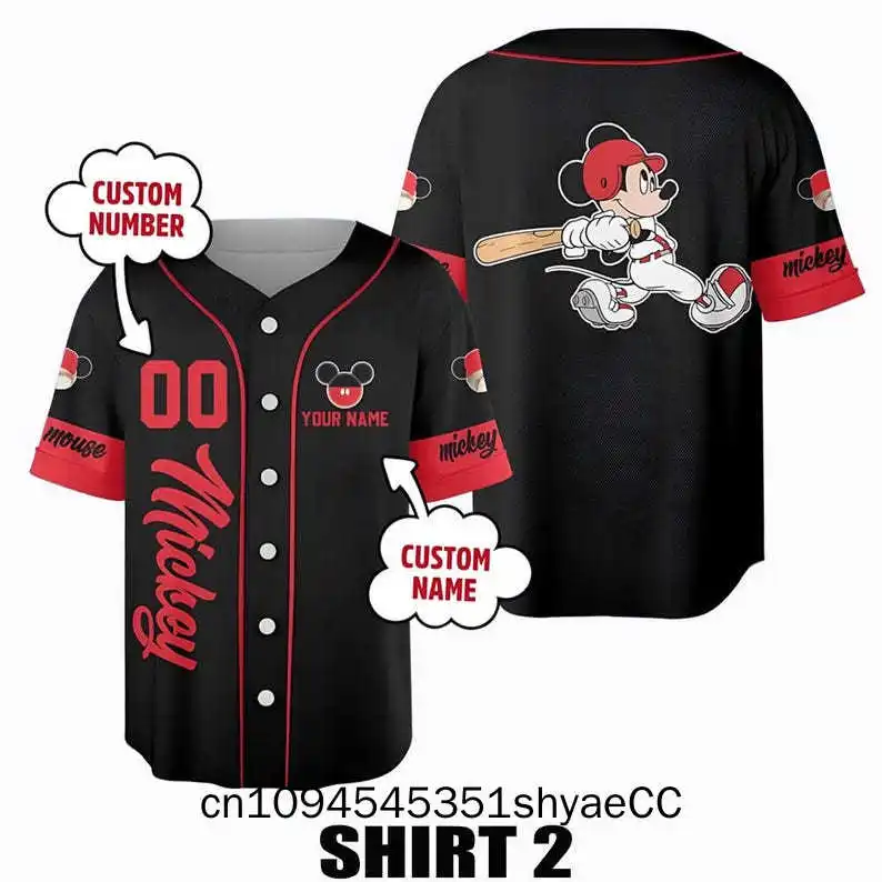 Custom Mickey Mouse Baseball Jersey, Mickey Baseball Shirt, Disney Baseball Jersey, Mickey Mouse Tee, Gift for Disney Fans