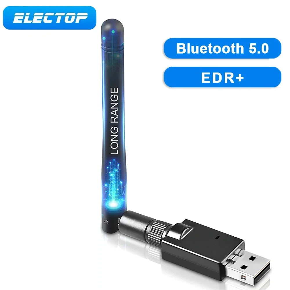 ELECTOP Wireless Bluetooth 5.0 Transmitter Receiver Antenna USB Bluetooth Dongle Headphone Speaker Adapter for Win 10/8/8.1/7