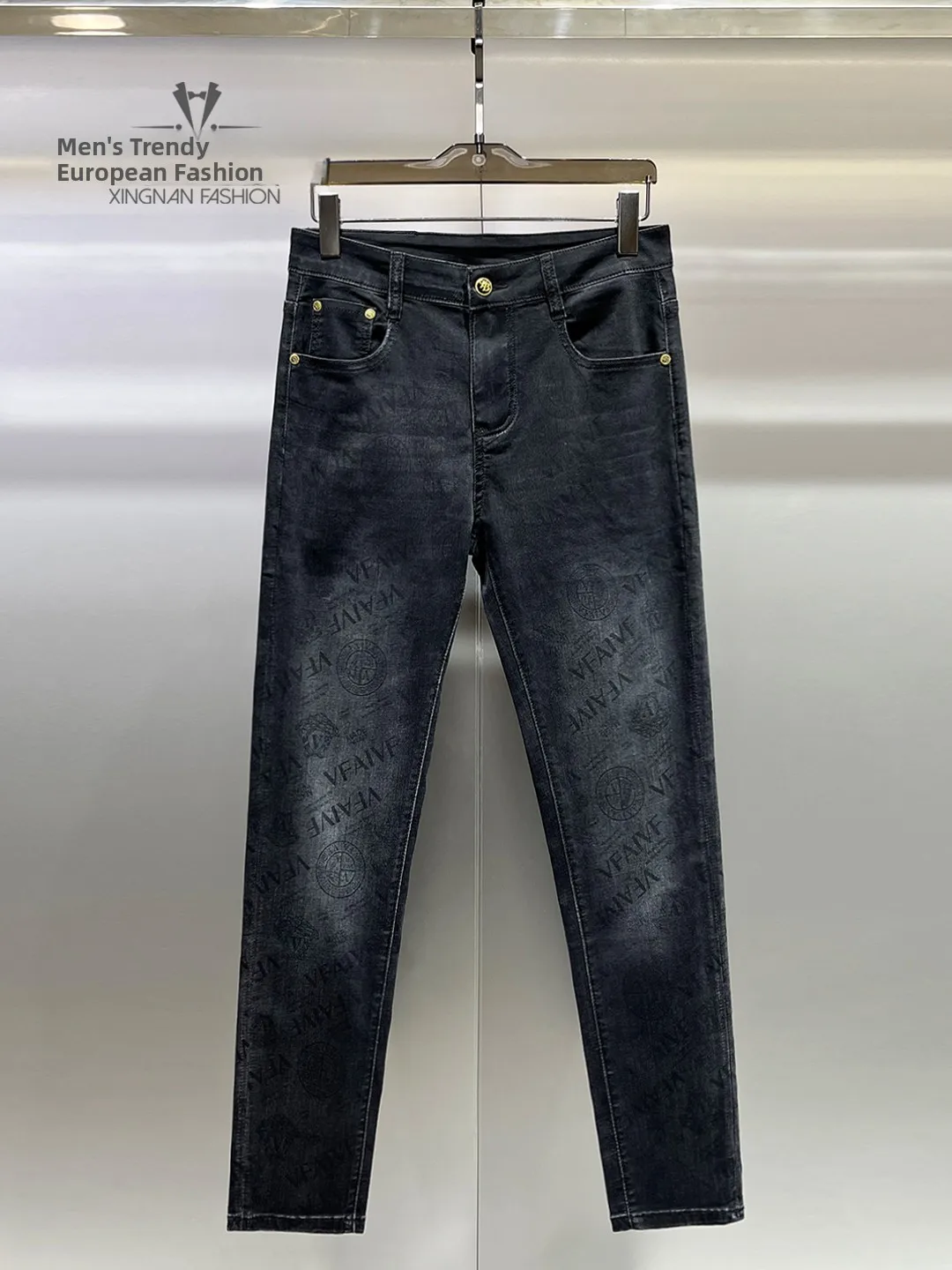 

Slim Fit Men's Jeans Spring Summer Faionable Printed Thin Cotton Polyester Elastic Fiber Comfortable Breathable Anti-Stain