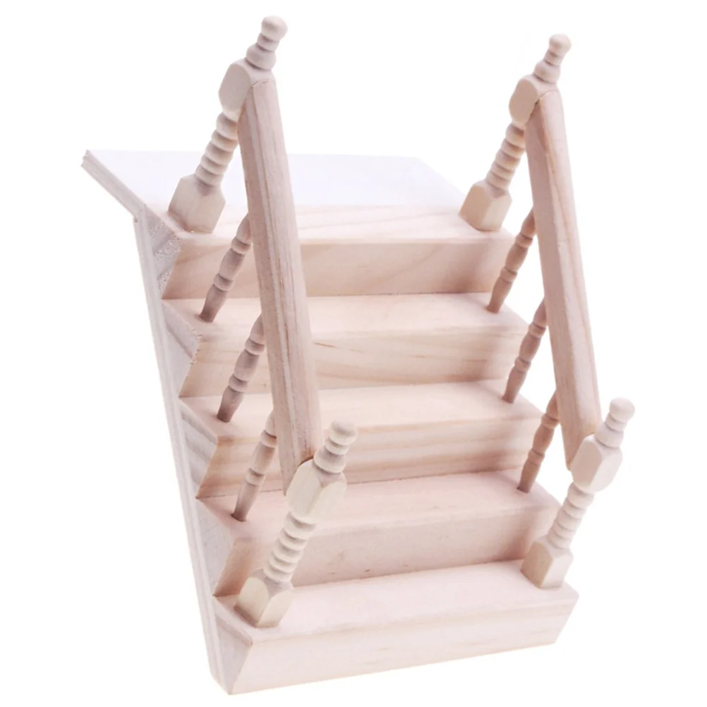 

Miniature Dollhouse Kit Wooden Handrail Staircase Scene Step Furniture Model Toy