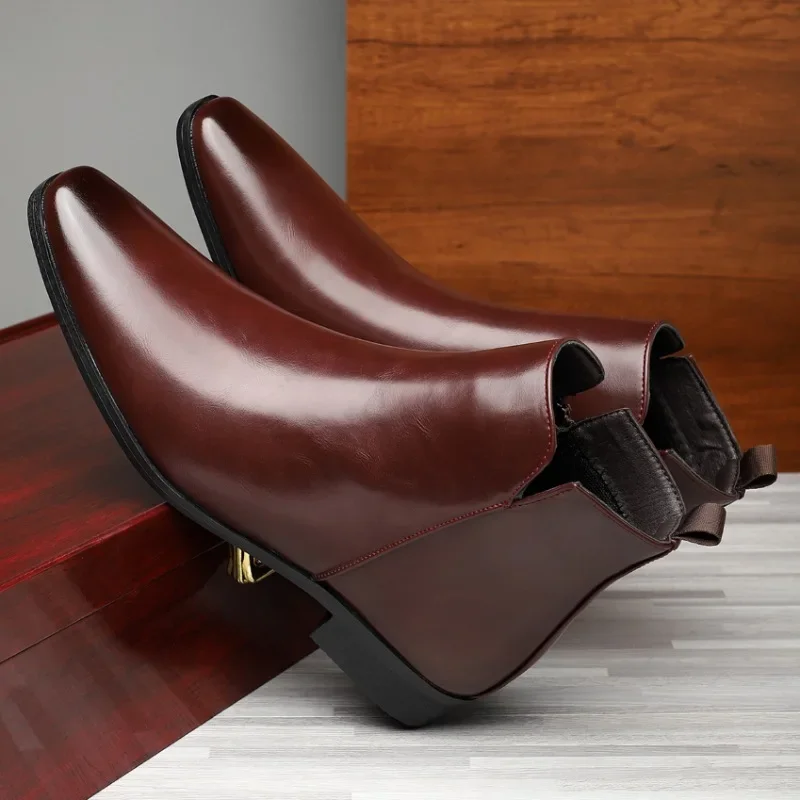 New Men's Boots Classics Chelsea Boots Luxury High Top Leather Boot Fashion Casual Ankle Boots Men Dress Boot