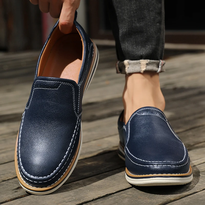 High Quality Men Casual Shoes Genuine Leather Men's Shoes Comfortable Flats Driving Shoes Outdoor Men Loafers Large Size 38-46