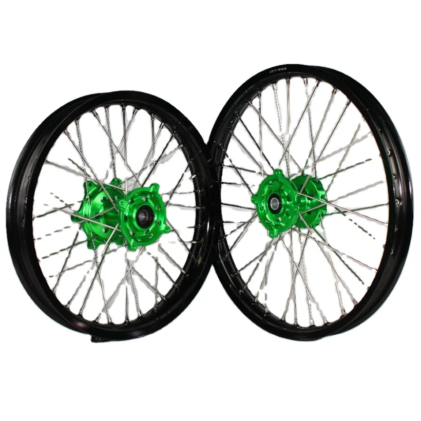 

STLF Customize Motorbike Accessories 3.5/5.0*17 Inch for KAWASAKI KX250F KX450F 2006-2018 Supermoto Rims With Disc&Sprocket Gree