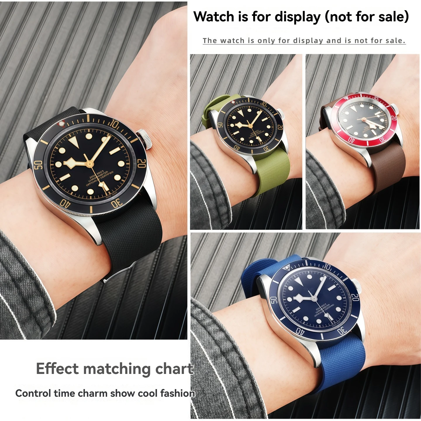 チューダー・ビワン用シリコンスポーツストラップ、IWC、ロンジン、カンカス、オメガ用NATO一体型ストラップ、フッ素ゴム製防水ストラップ