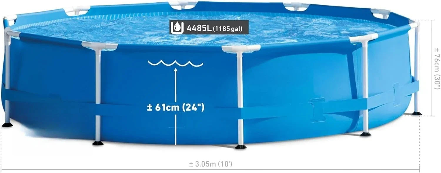 مجموعة حمام السباحة بإطار معدني 28201EH فوق الأرض: 10 أقدام × 30 بوصة - تتضمن مضخة فلتر خرطوشة 330 GPH - ثقب #3