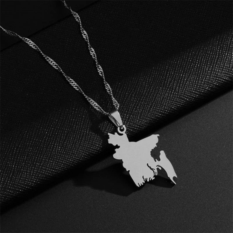 Mode Bangladesch Karte Flagge Anhänger Halskette Edelstahl Männer Frauen Land Karten Schmuck Geschenk – Detail 9